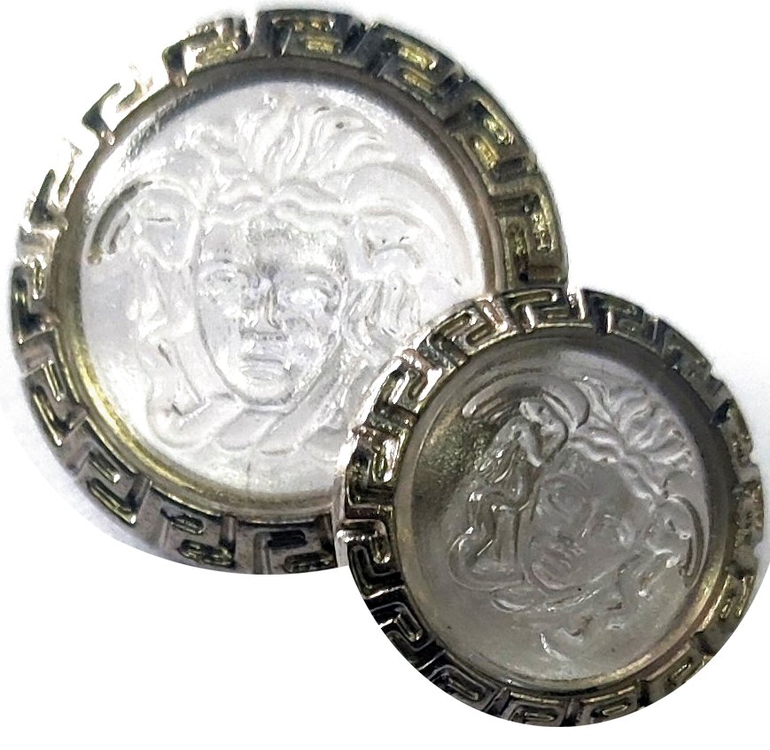 WOMAN BUTTONS                  TRASPARENT W/SILVER BORDER
