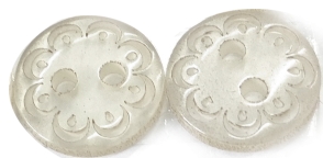 PEARLED POLYESTER BUTTONS     2 HOLES INCISED