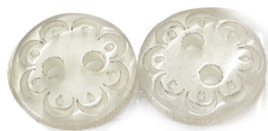 PEARLED POLYESTER BUTTONS      2 HOLES INCISED