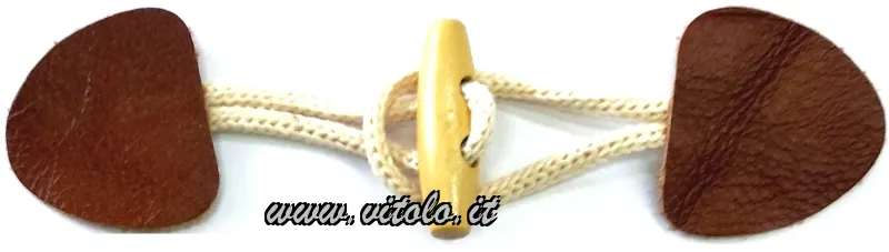 Corda/pelle bottone legno per alamari
