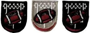 Iron-on patches in a pack of 3