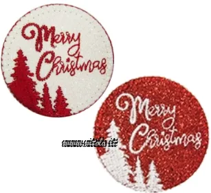Patches thermocollants en forme de cercle "Merry Christmas"
