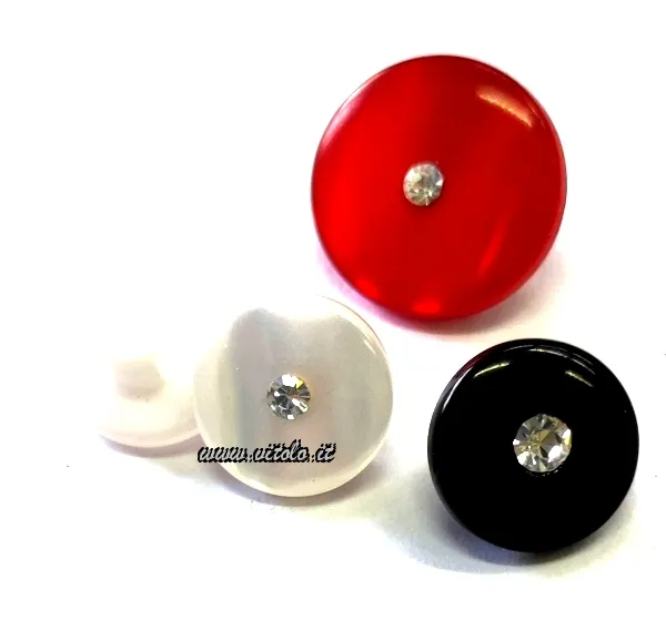 Bottoni poliestere perlato C/gambo e strass