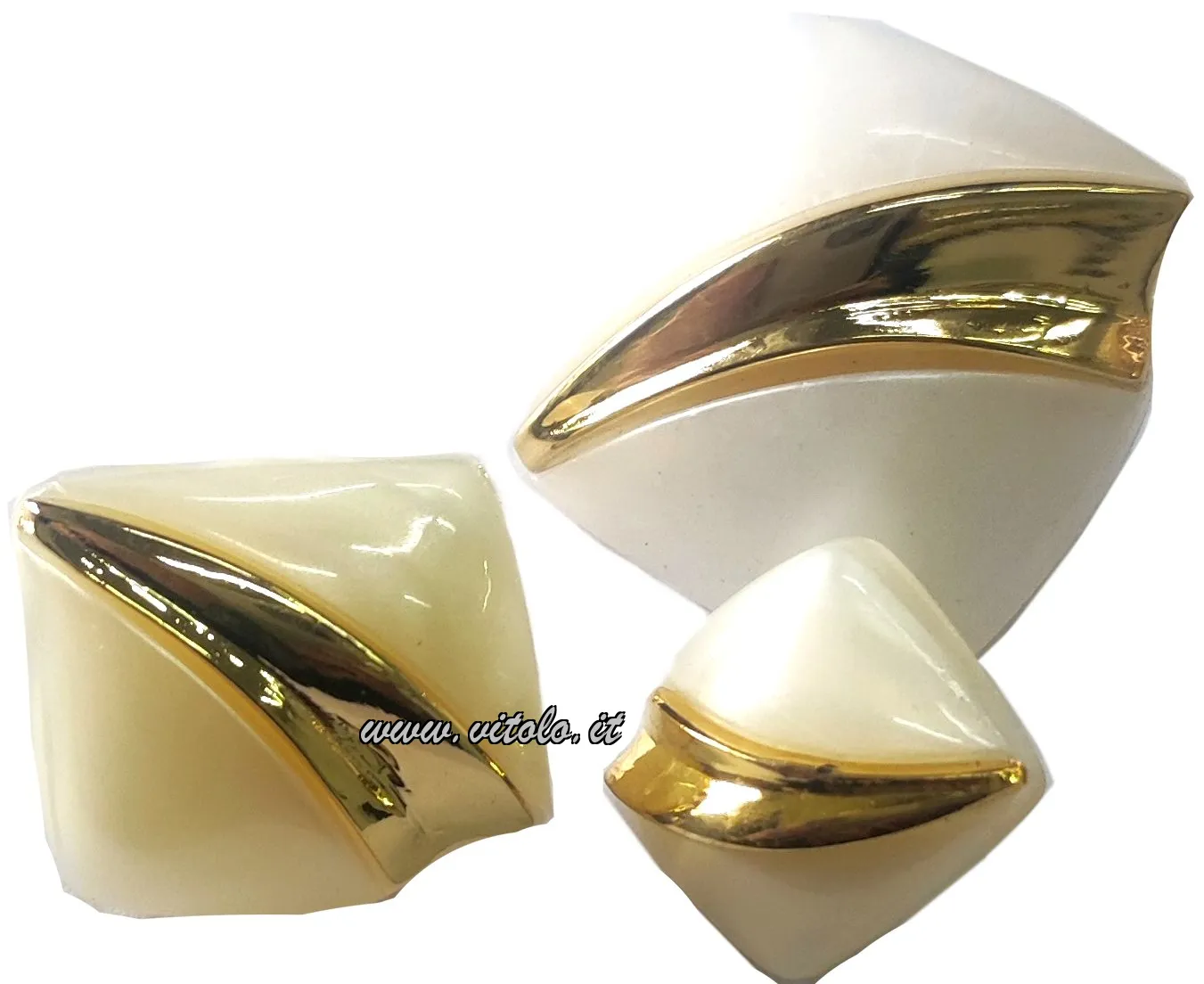 Bottoni gioiello Poliestere perlato/oro