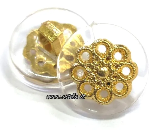 Bottoni donna Trasparente/fiore oro