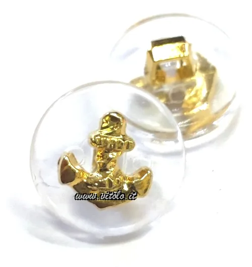 Bottoni donna Trasparente/ancora oro