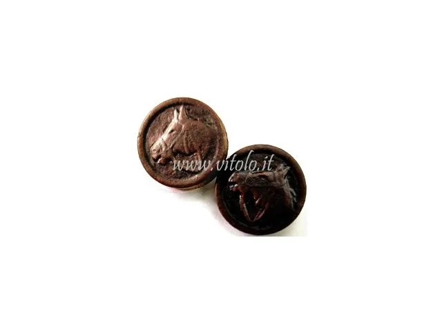 Boutons en simili cuir avec tige en forme de cheval