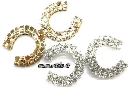 Hebillas de joyería con strass en bolsa de 2 piezas