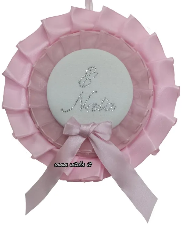 Wooden heart-shaped birth bows with rhinestones