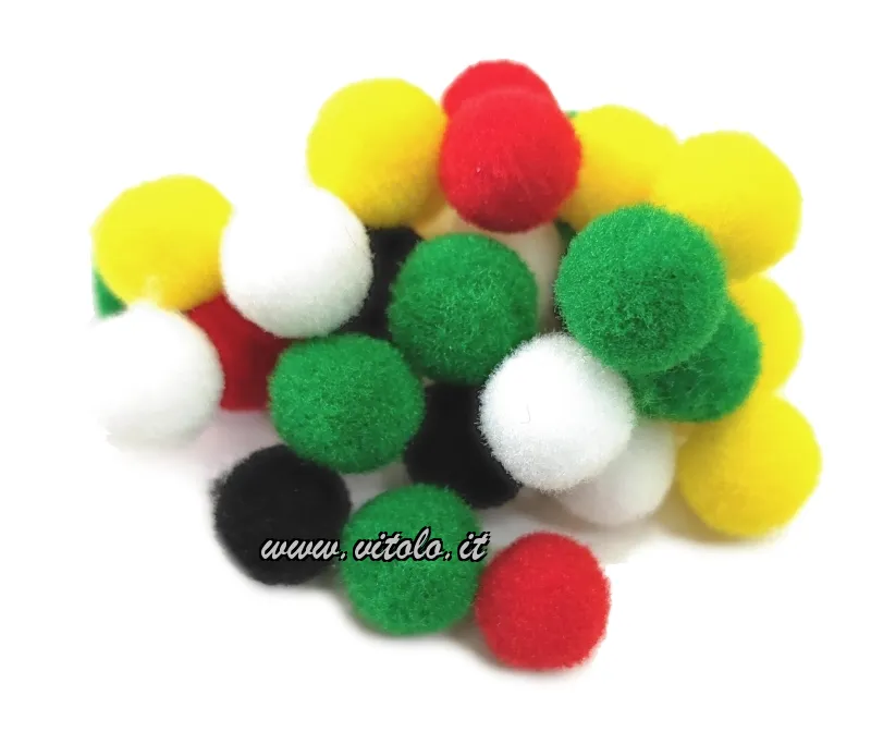 Pompon colorati da 12mm in busta da 100 pezzi