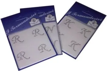 Letras de strass termoadhesivas en blíster de 4 piezas