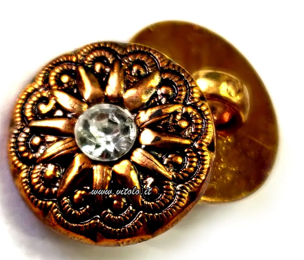 Bottoni per cuoco Strass/bordo oro antico inciso