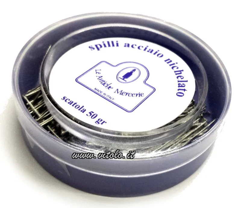 Spilli in acciaio nichelato, ideali per sartoria
