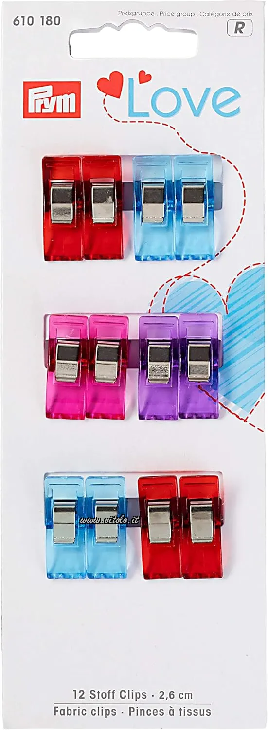 Pinze love 2, 6cm Prym in cartina da 12 pezzi