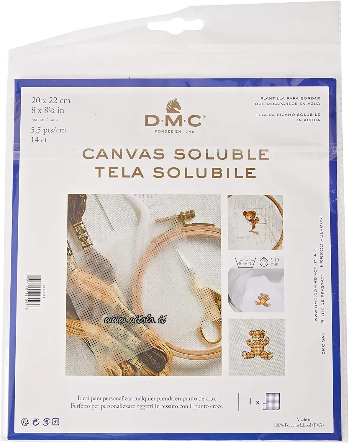 Tela da ricamo Aida dmc idrosolubile